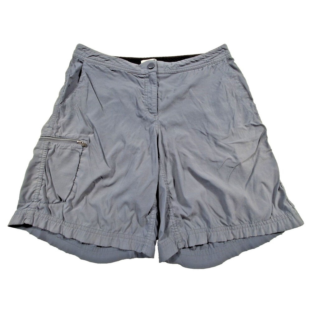 LL Bean Women's Outdoor Shorts Gray Blue Nylon Stretch Hiking Size 10